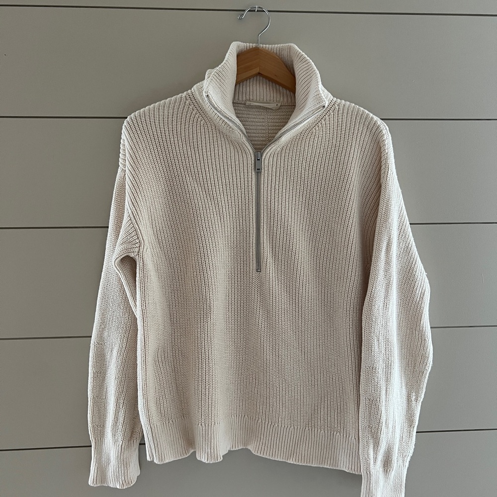 Everlane Off-White Zip-Up Sweater